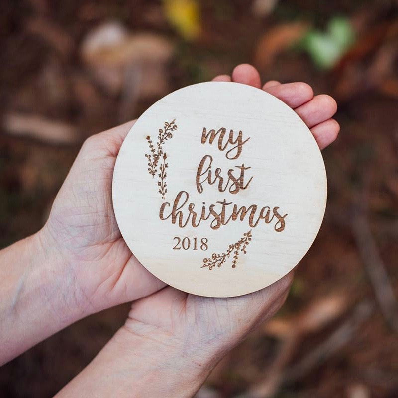 'My First Christmas 2022' Etched Wildflower Milestone Plaque