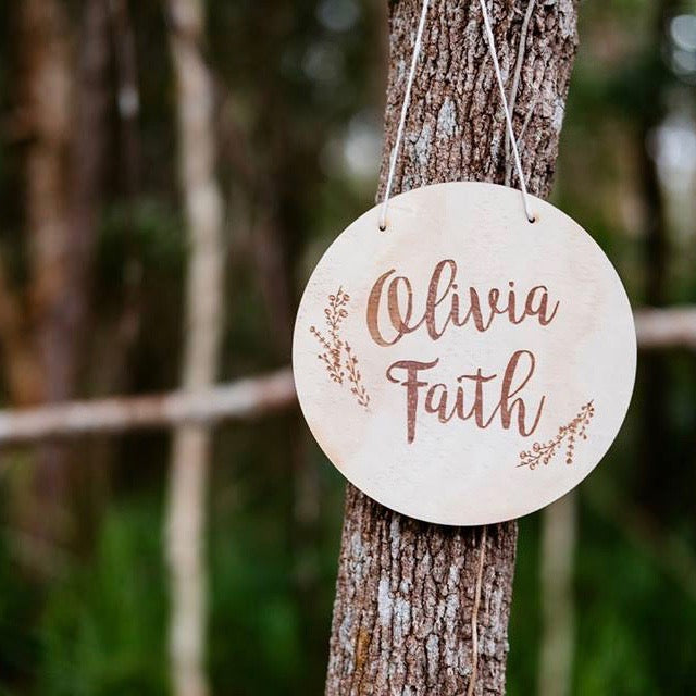 
                  
                    Etched Name Plaque with wildflower - with holes and string
                  
                