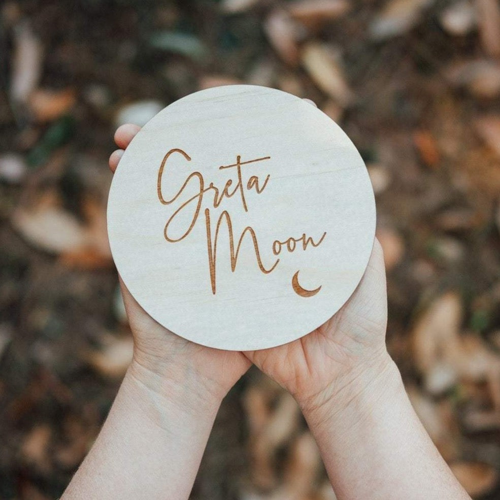 Etched Name Plaque with moon