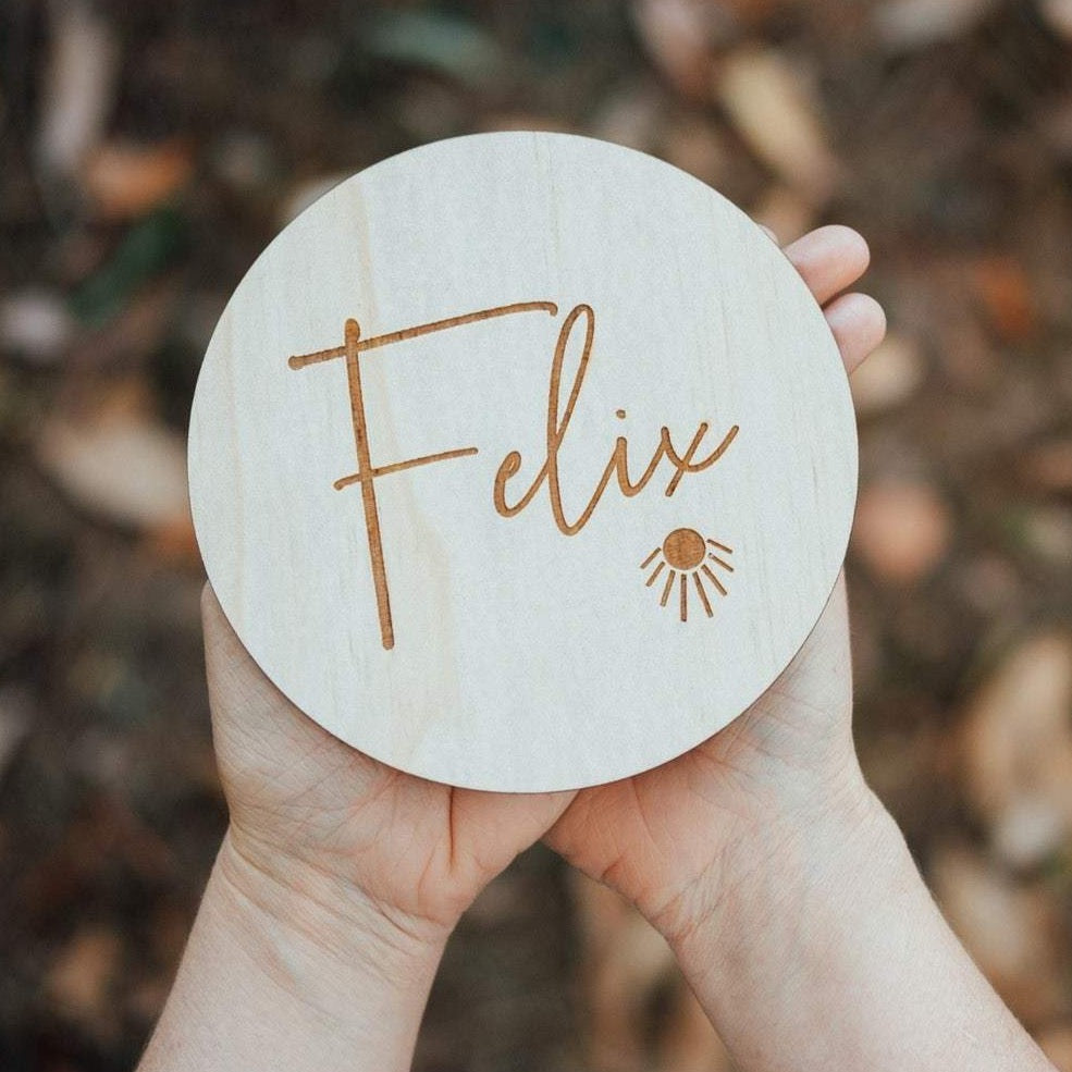 Etched Name Plaque with sun